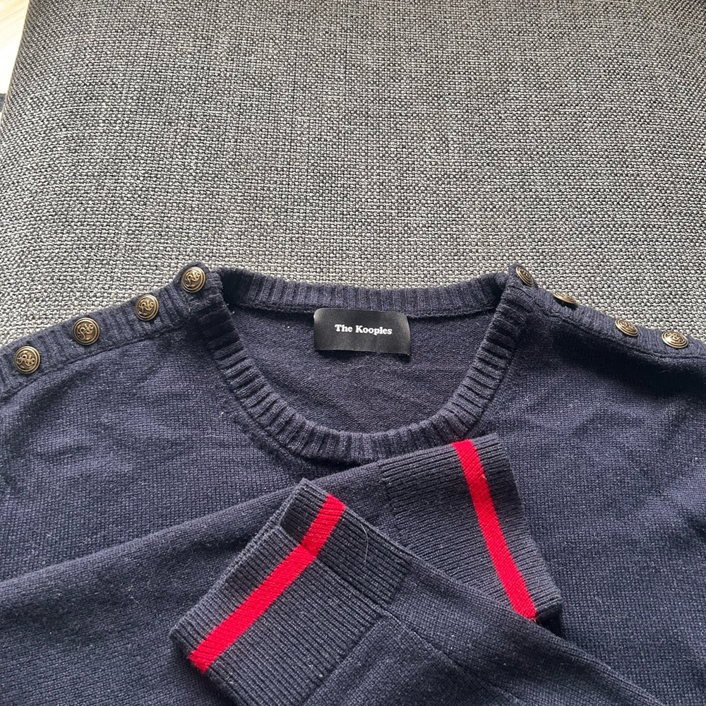 THE KOOPLES Mens  wool cashmere pullover sweater with gold buttons detail